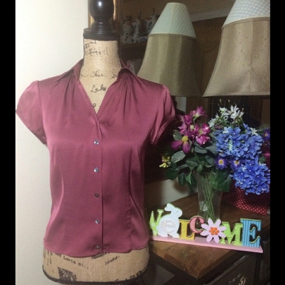 Ann Taylor Dark Pink Short Sleeve Top - Picture 1 of 8